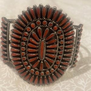 Needle point coral cuff bracelet